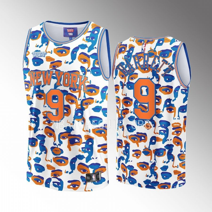 RJ Barrett 9 New York Knicks NBA & KidSuper Studios Unisex Hometown Basketball Jersey - JS978 