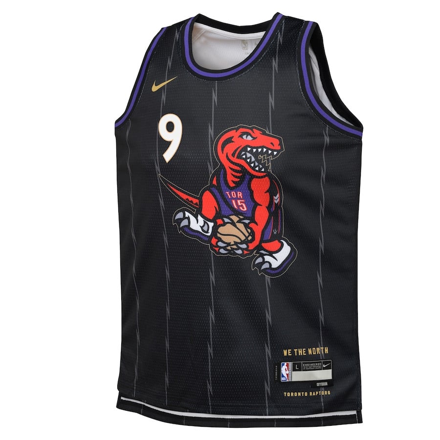 Alternative view of RJ Barrett 9 Toronto Raptors 2024/25 Swingman Player YOUTH Basketball Jersey - City Edition - Black - JS856 