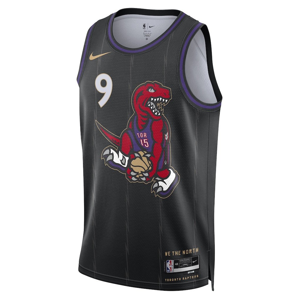 Alternative view of RJ Barrett 9 Toronto Raptors Unisex 2024/25 Swingman Player Basketball Jersey - City Edition - Black - JS608 