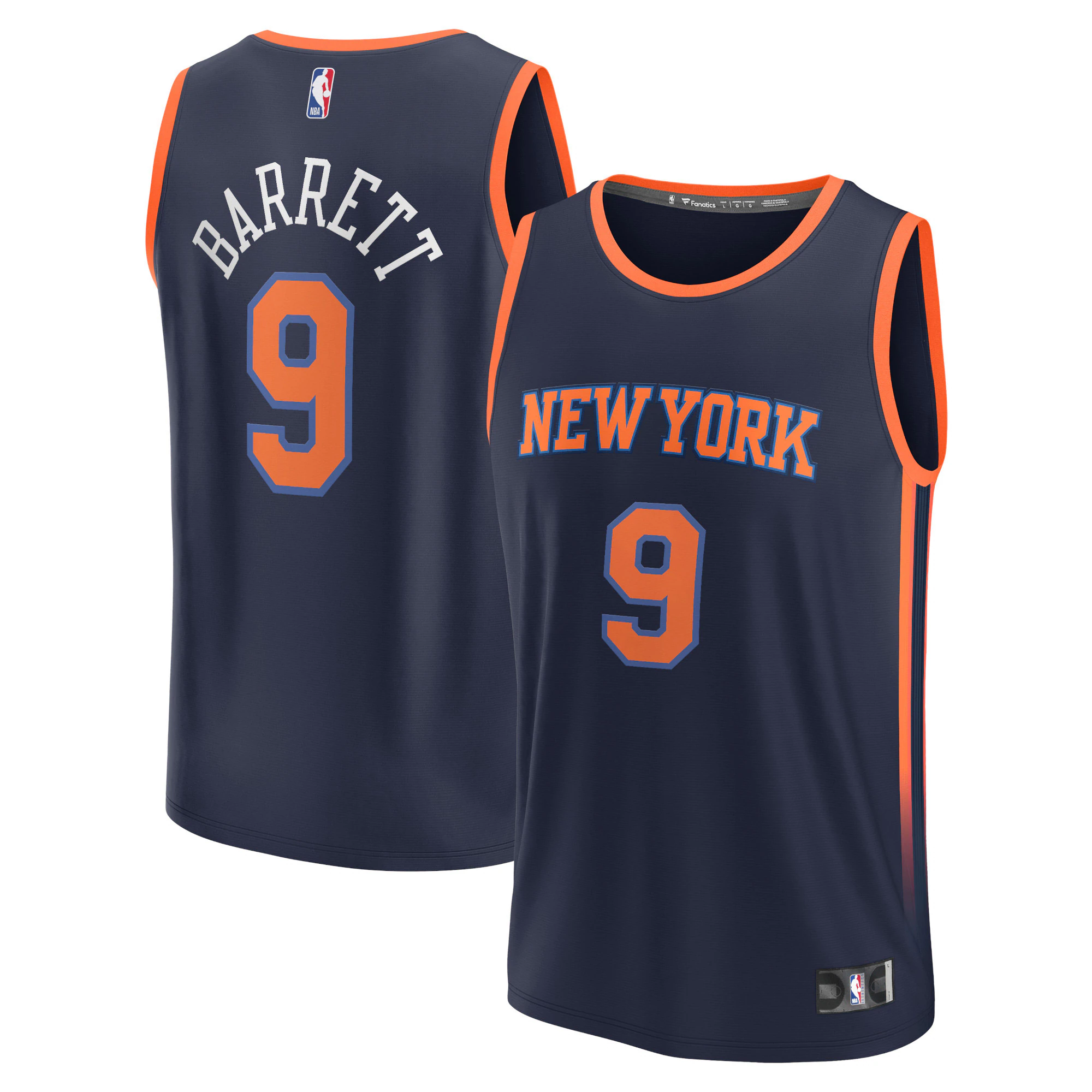 Rj Barrett New York Knicks Fanatics Branded Fast Break Replica Player Basketball Jersey - Statement Edition - Navy