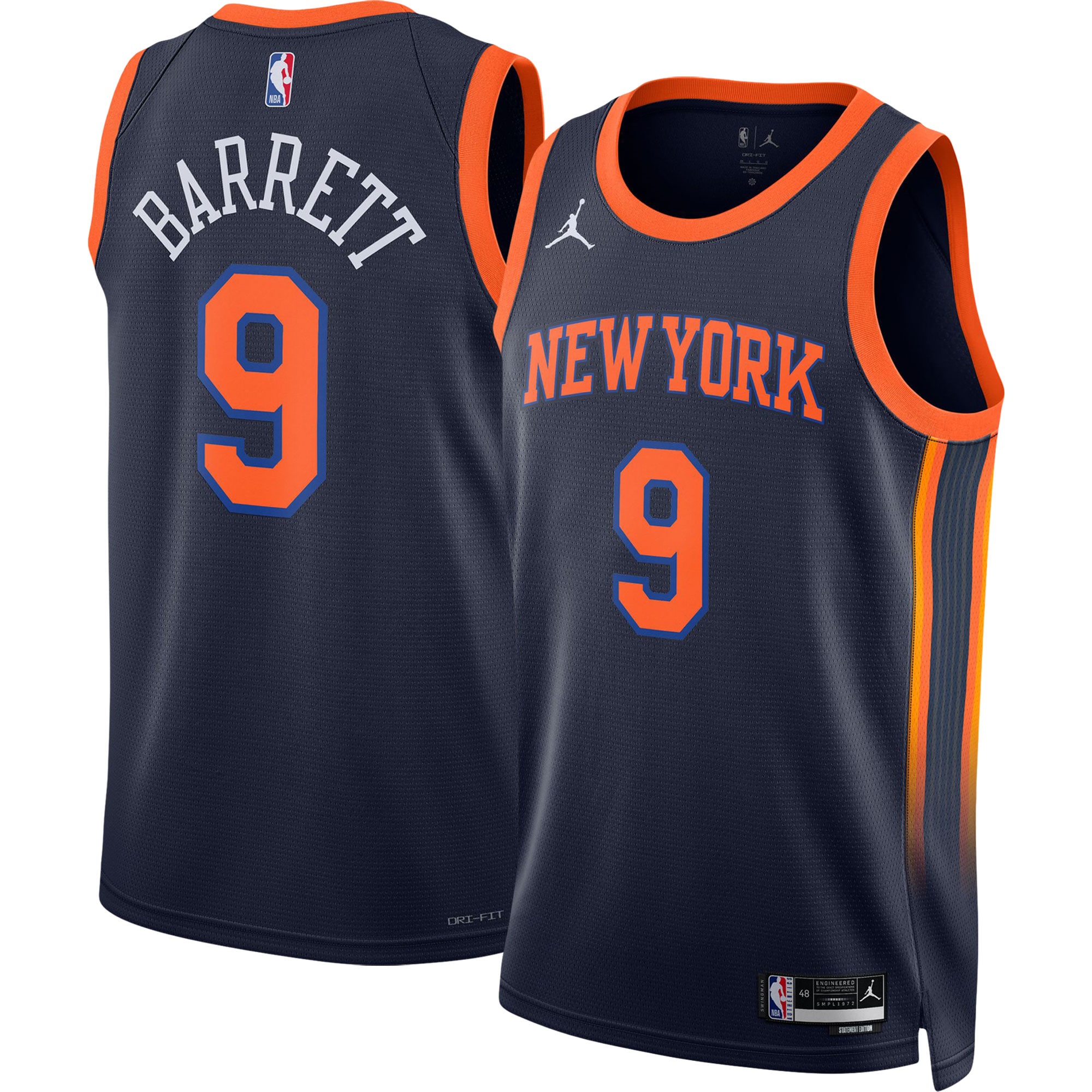 Rj Barrett New York Knicks Jordan Brand Unisex Swingman Basketball Jersey – Statement Edition – Navy