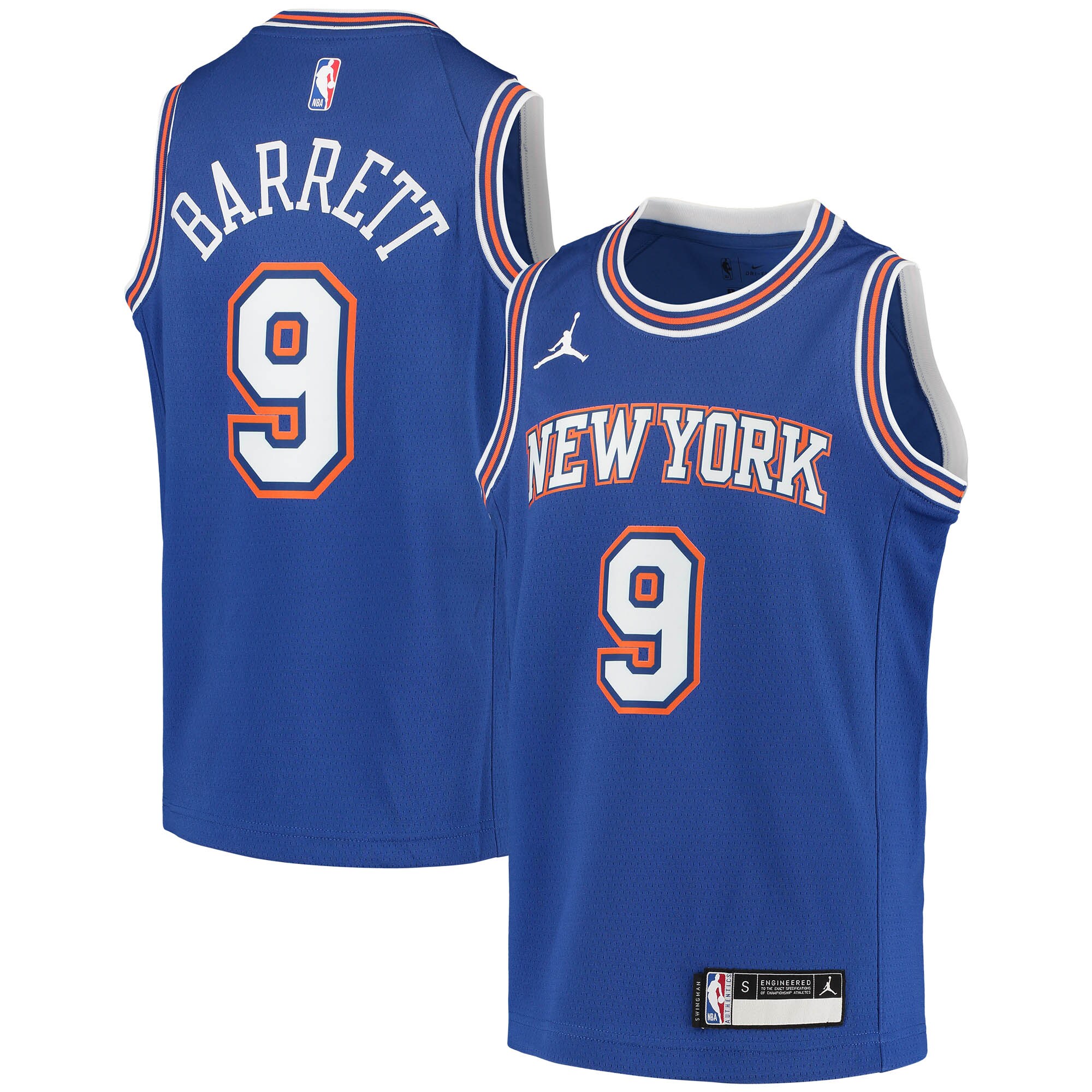 Rj Barrett New York Knicks Jordan Brand Youth 2020/21 Swingman Player Basketball Jersey – Statement Edition – Blue