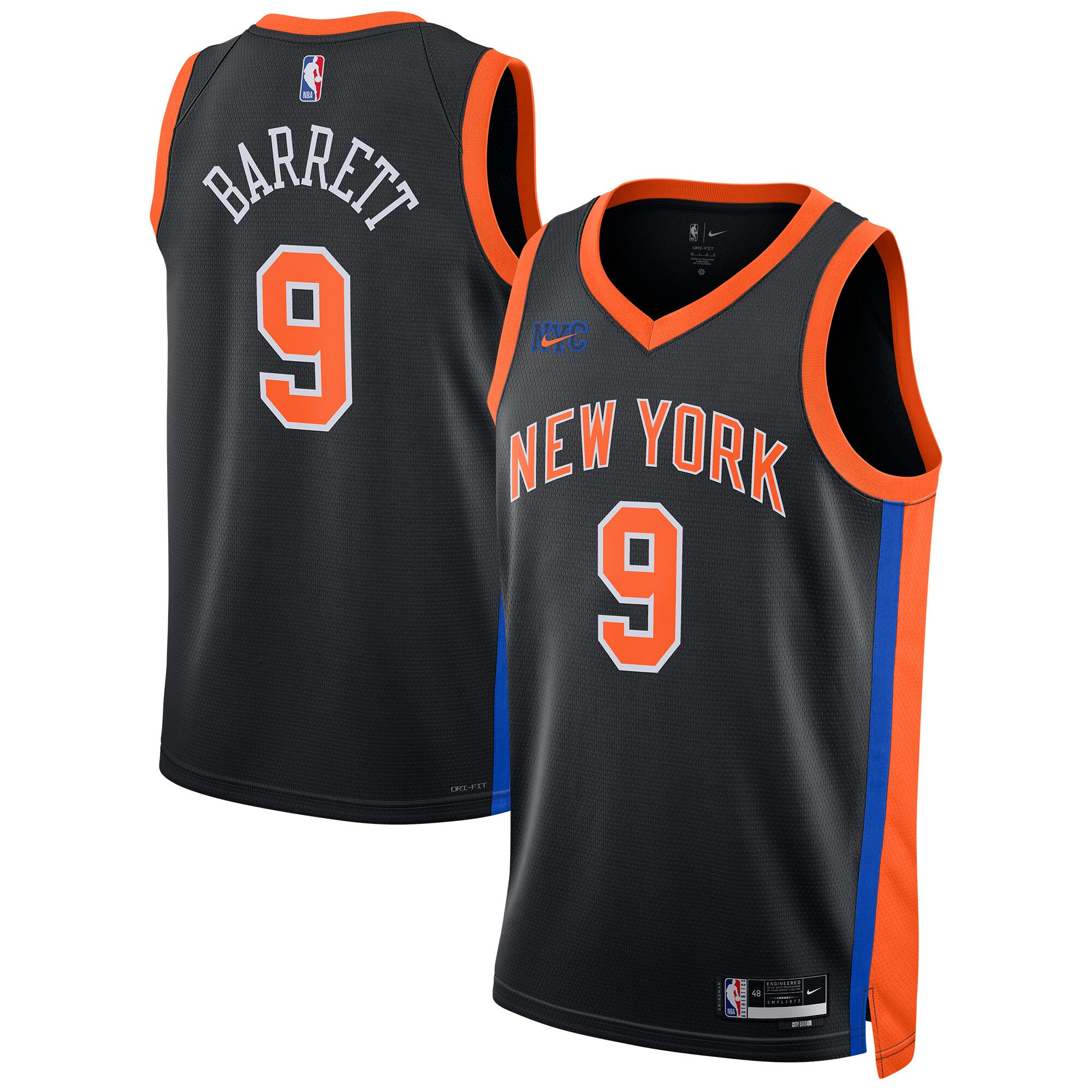Rj Barrett New York Knicks Unisex 2022/23 Swingman Basketball Jersey – City Edition – Black