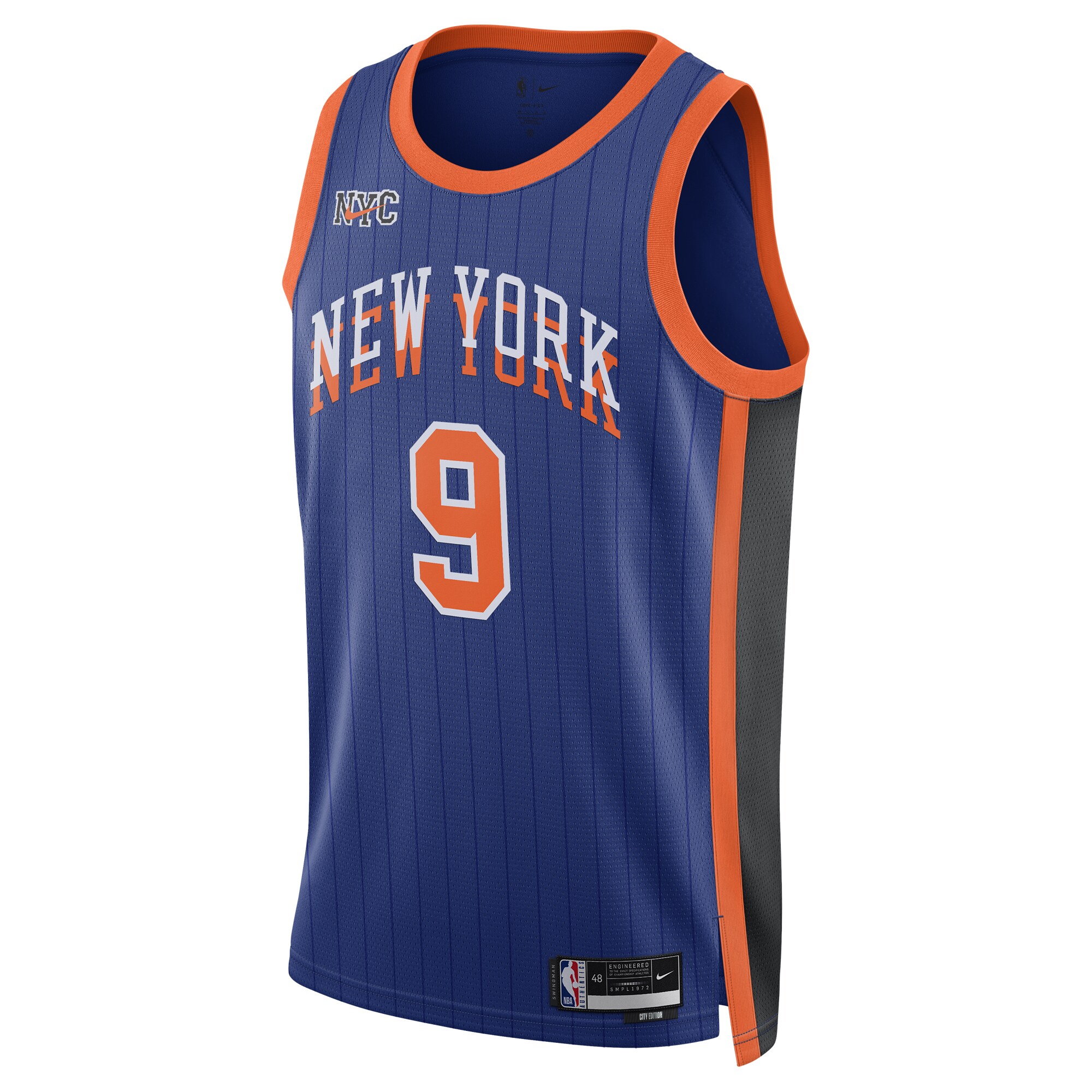 Alternative view of Rj Barrett New York Knicks Unisex 2023/24 Swingman Basketball Jersey - Blue - City Edition