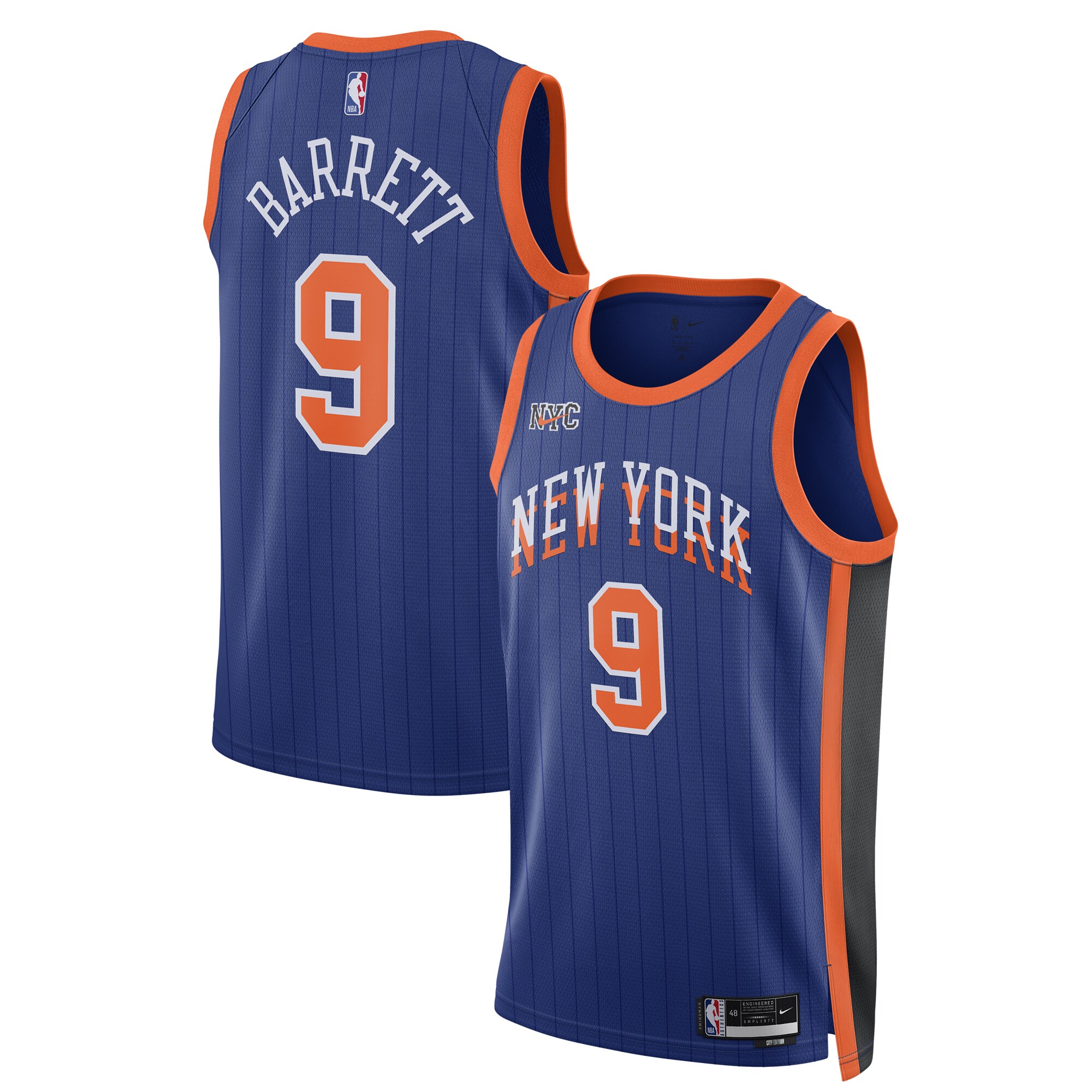 Rj Barrett New York Knicks Unisex 2023/24 Swingman Basketball Jersey - Blue - City Edition