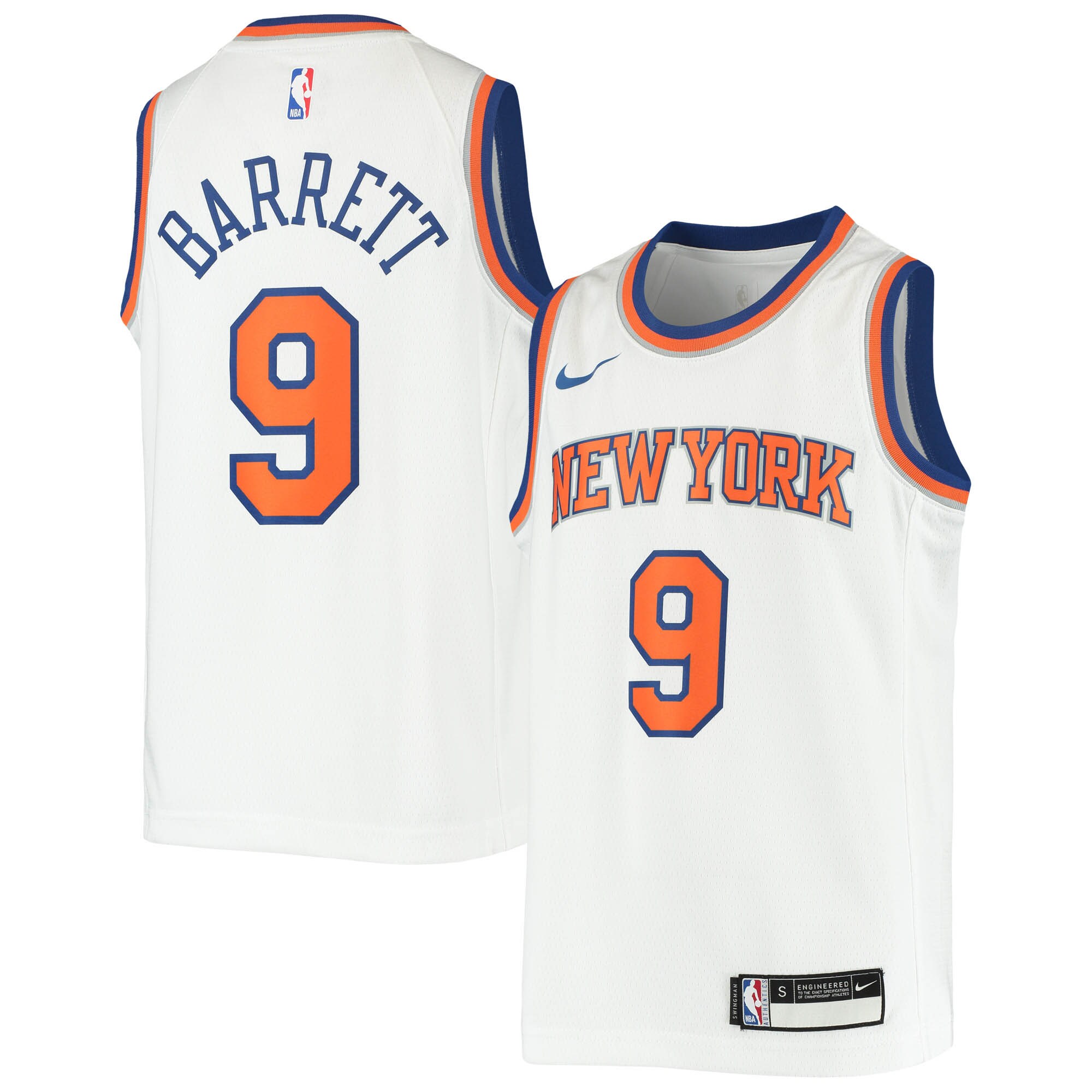 Alternative view of Rj Barrett New York Knicks Youth 2019/20 Swingman Basketball Jersey - Association Edition - White