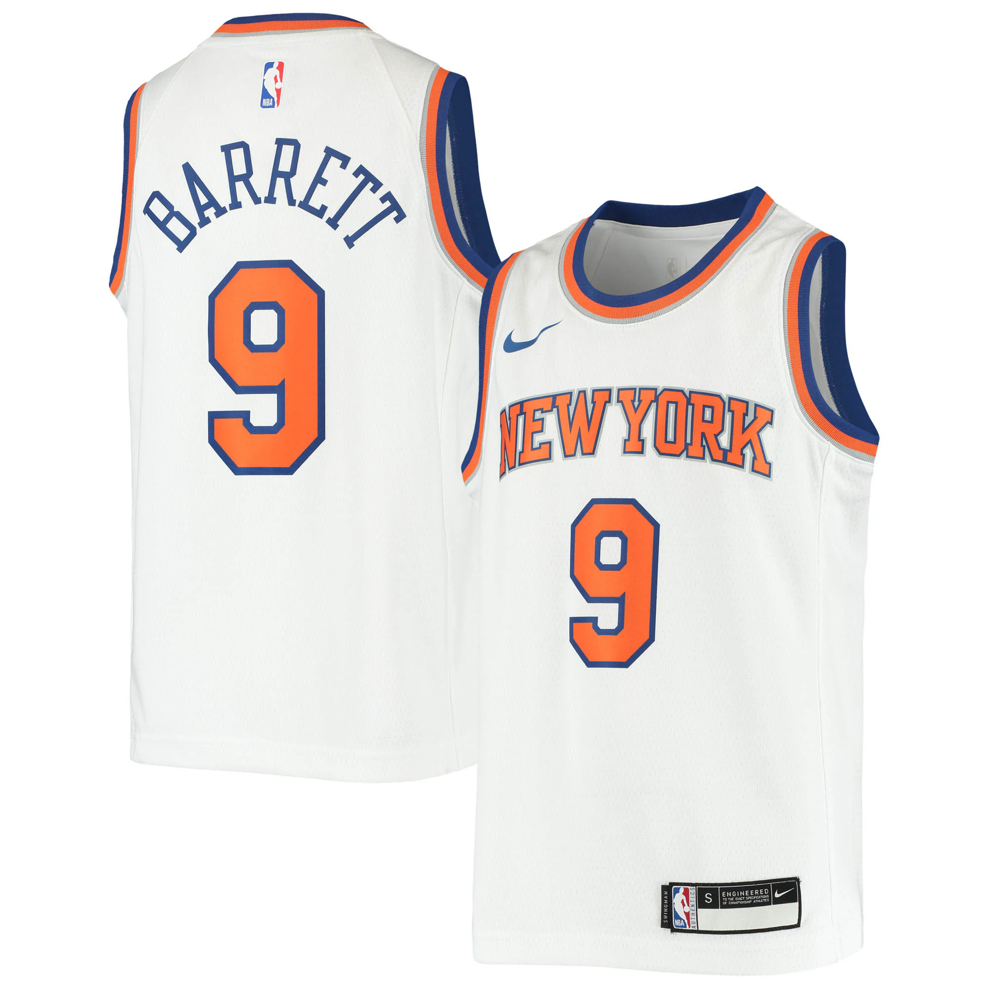 Rj Barrett New York Knicks Youth 2019/20 Swingman Basketball Jersey - Association Edition - White
