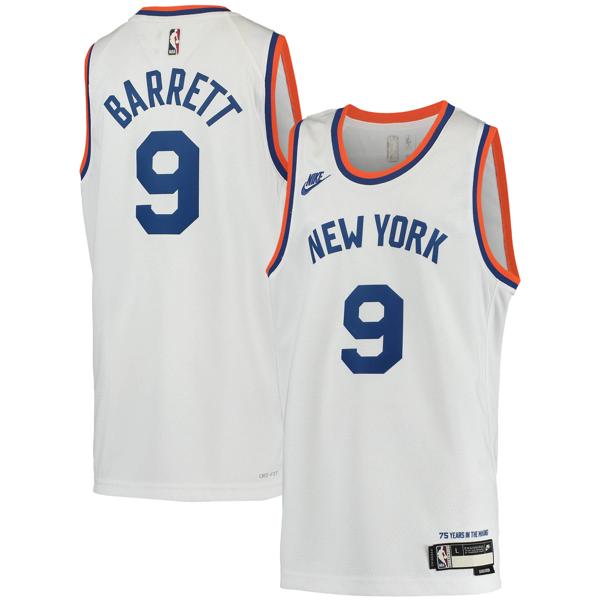 Rj Barrett New York Knicks Youth 2021/22 Swingman Player Basketball Jersey - Classic Edition - White