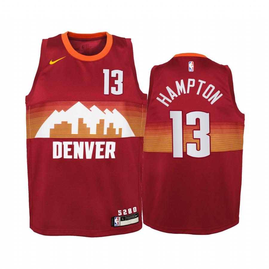 R.j. Hampton Denver Nuggets 2020-21 City Red Youth Basketball Jersey - New Uniform