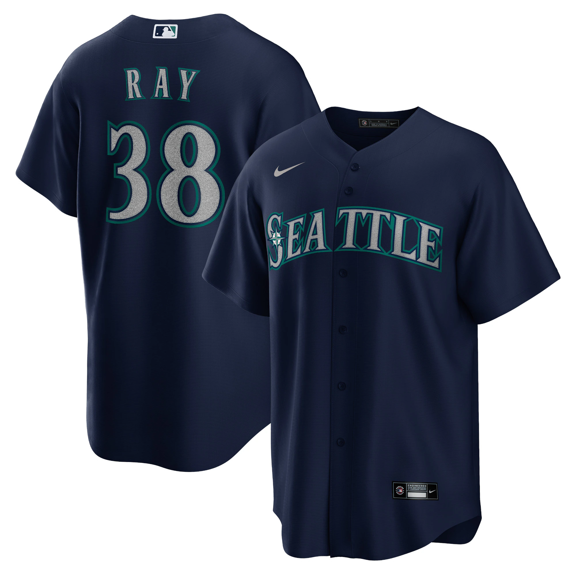 Alternative view of Robbie Ray Seattle Mariners Alternate Replica Player Baseball Jersey - Navy