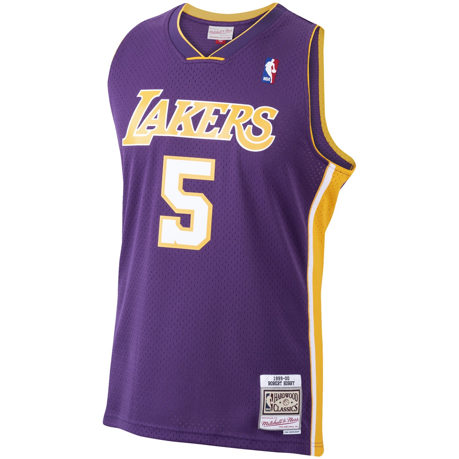 Alternative view of Robert Horry Los Angeles Lakers Mitchell & Ness 1999/00 Hardwood Classics Swingman Basketball Jersey - Purple