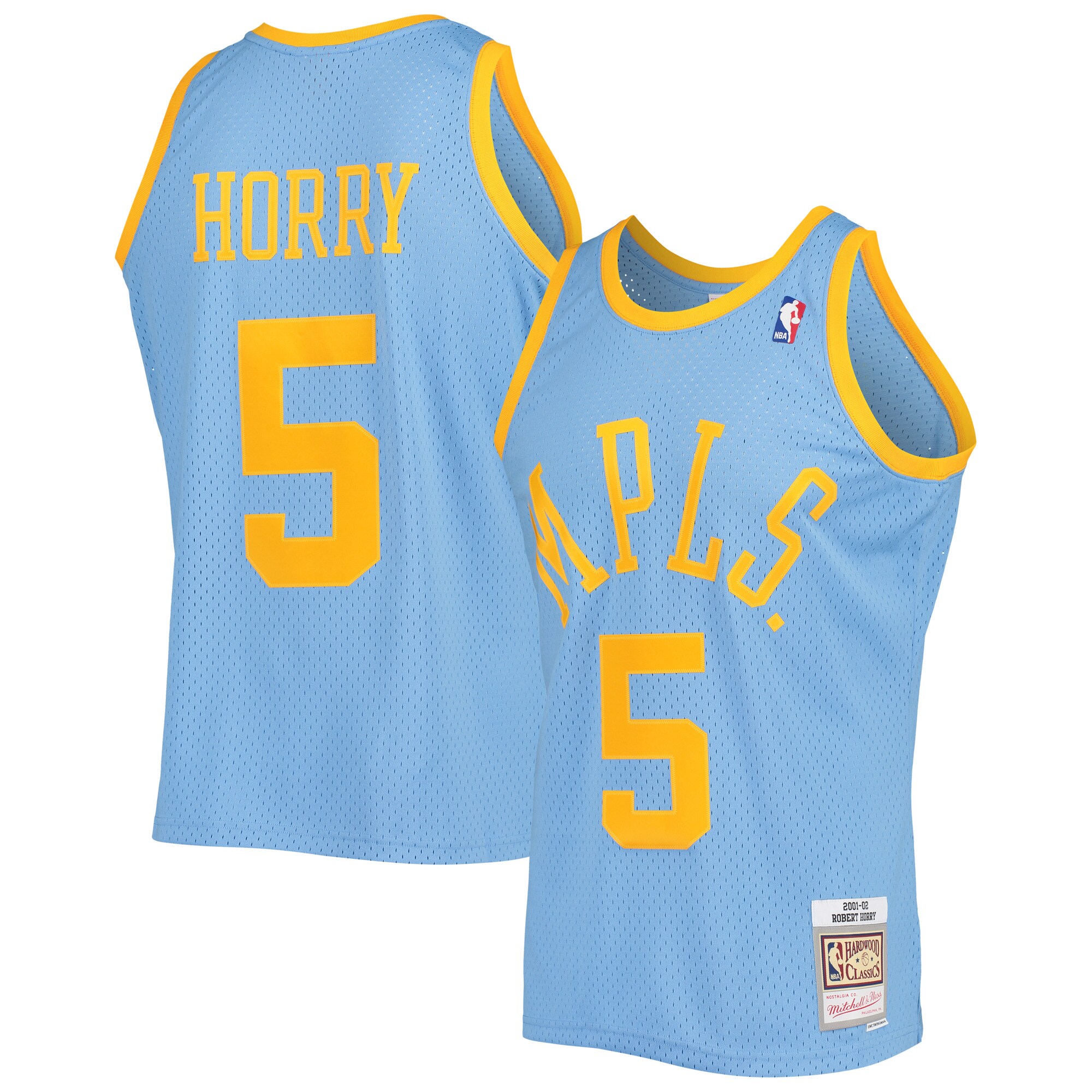 Alternative view of Robert Horry Los Angeles Lakers Mitchell & Ness 2001-02 Hardwood Classics Swingman Basketball Jersey - Powder Blue