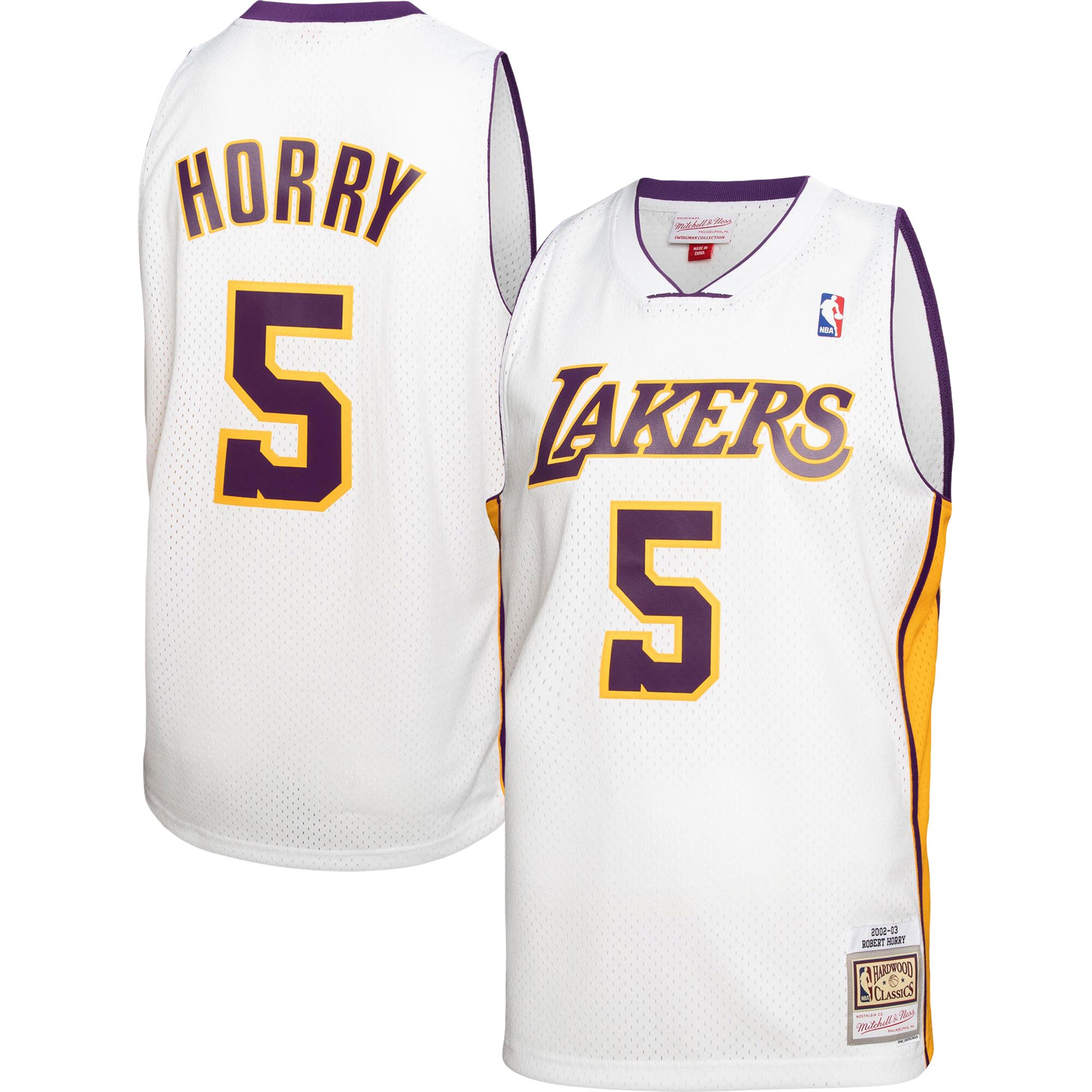 Alternative view of Robert Horry Los Angeles Lakers Mitchell & Ness 2001/02 Hardwood Classics Swingman Basketball Jersey - White