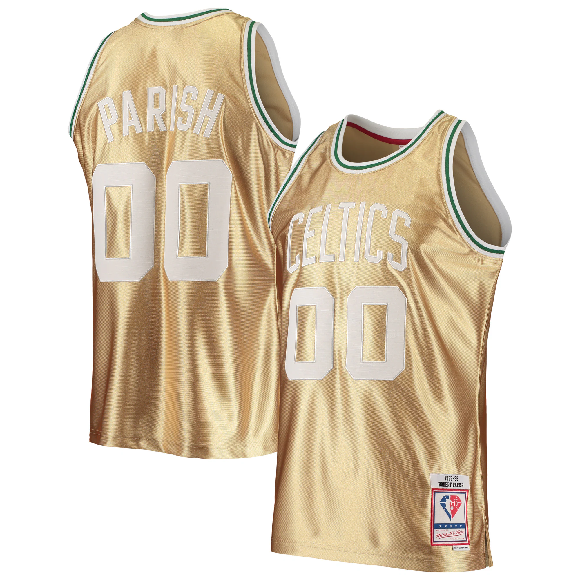 Robert Parish Boston Celtics Mitchell & Ness 75th Anniversary 1985/86 Hardwood Classics Swingman Basketball Jersey – Gold – Jsfangear Basketball Jersey Store