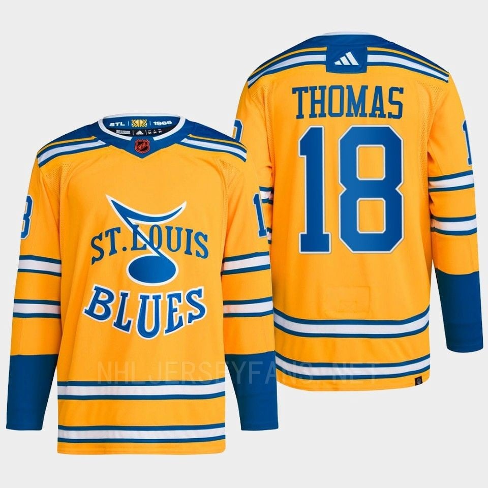 Robert Thomas 18 Reverse Retro 2.0 2022 St. Louis Blues Yellow Hockey Jersey Primegreen - JS156 