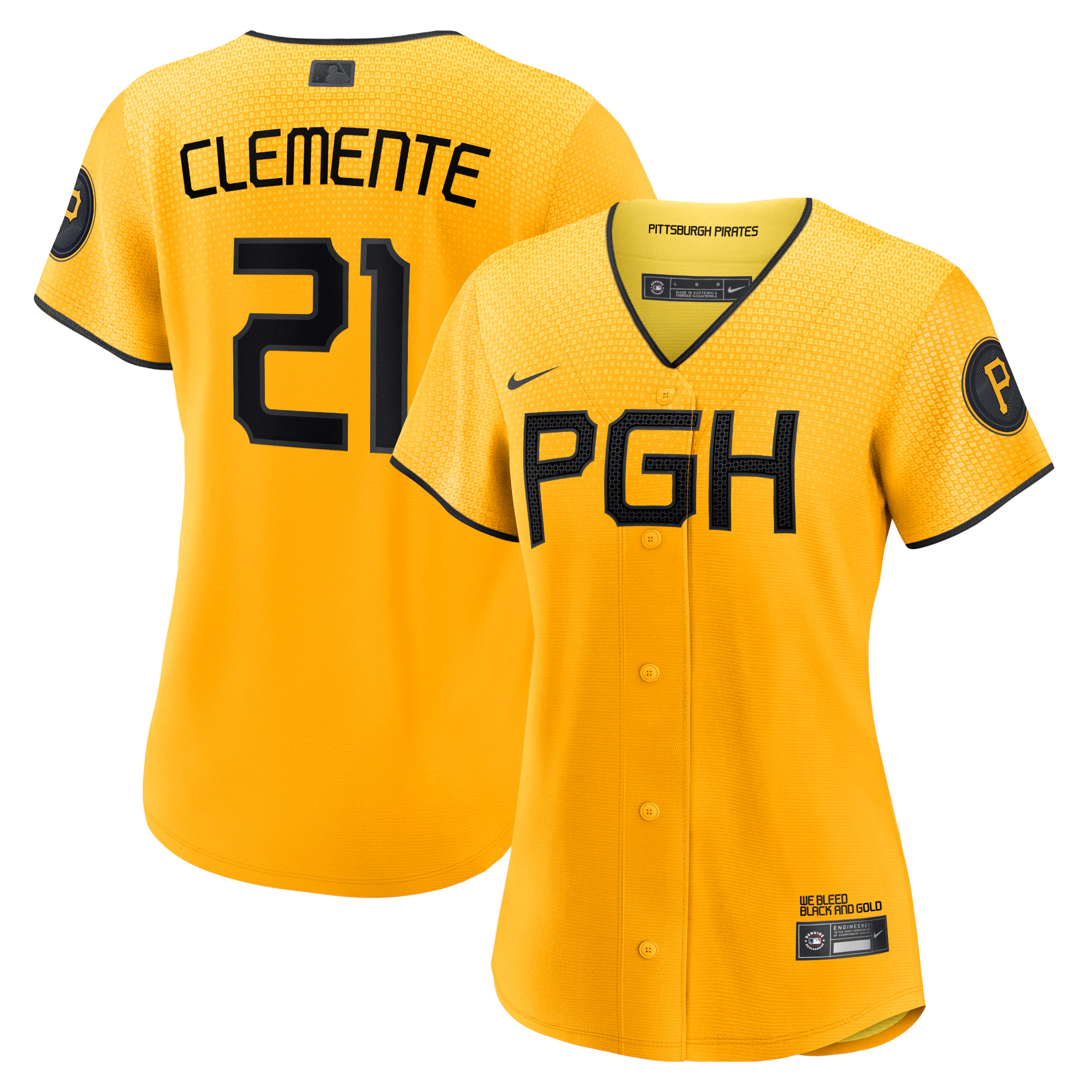 Roberto Clemente Pittsburgh Pirates Women's 2023 City Connect Replica Player Jersey - Gold