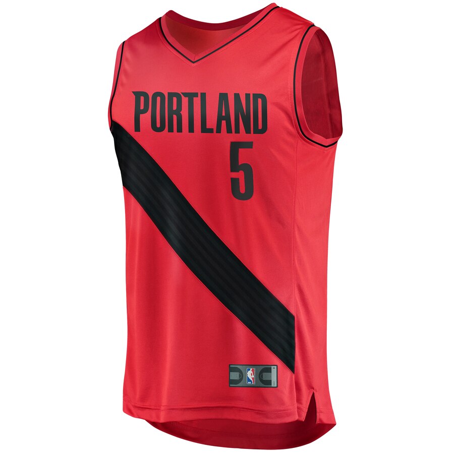 Alternative view of Rodney Hood Portland Trail Blazers Fanatics Branded Youth Fast Break Player Basketball Jersey - Statement Edition - Red