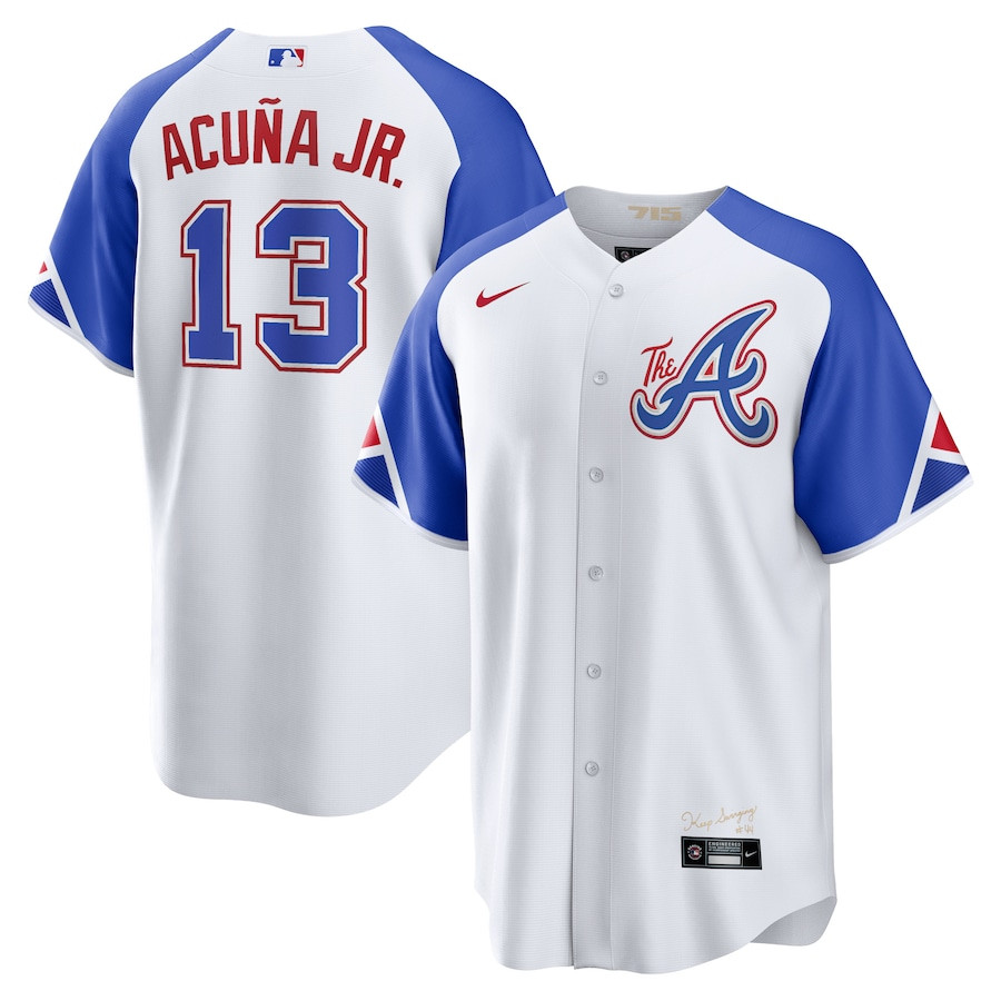 Ronald Acuña Jr. 13 Atlanta Braves 2023 City Connect Men Baseball Jersey - White - JS494