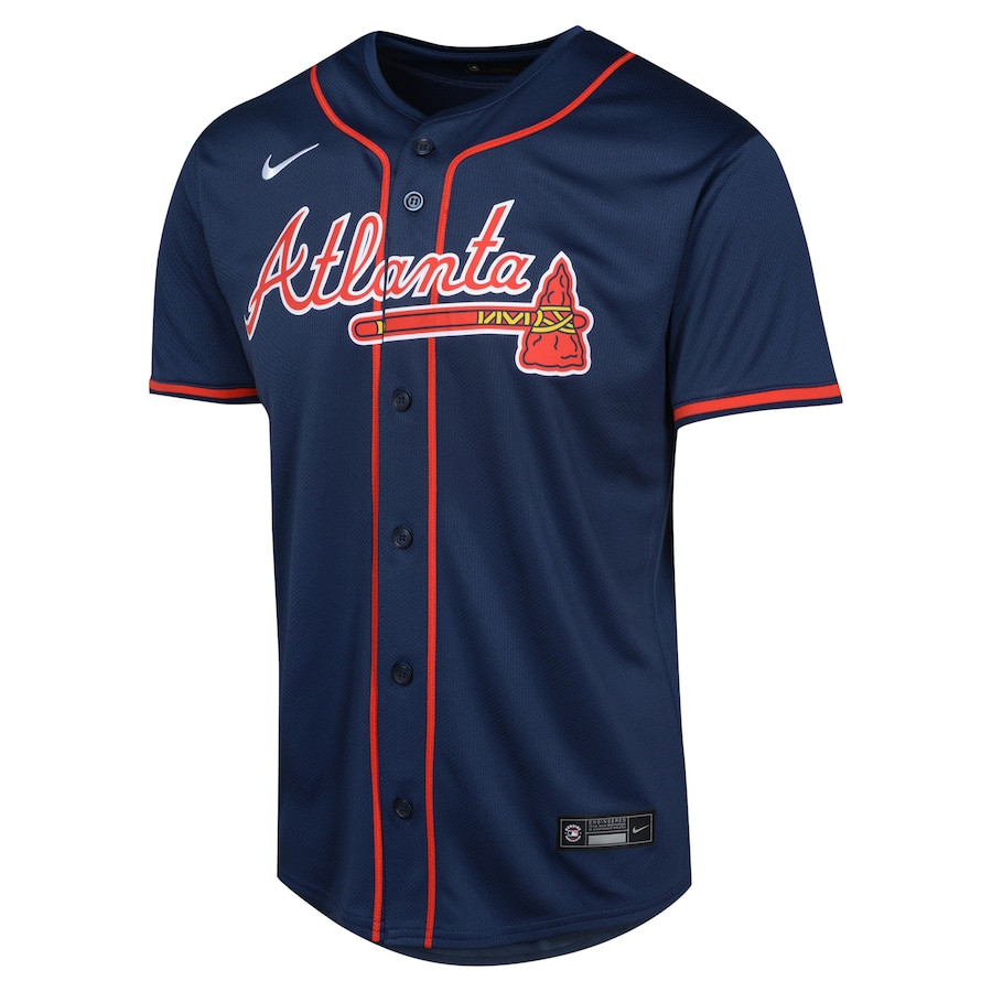 Alternative view of Ronald Acuña Jr. 13 Atlanta Braves Alternate Limited YOUTH Baseball Jersey - Navy - JS620