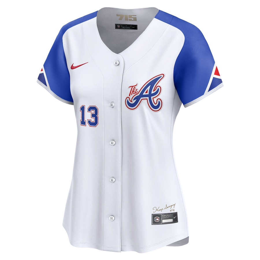 Alternative view of Ronald Acuña Jr. 13 Atlanta Braves City Connect Limited Women Baseball Jersey - White - JS258
