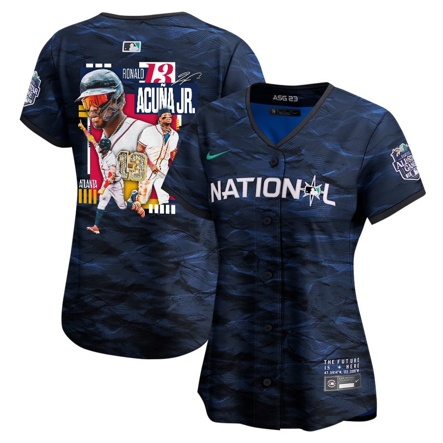 Ronald Acuña Jr. 13 Atlanta Braves Signed MVP 2023 All-Star Game Limited Player Women Baseball Jersey - Royal - JS400