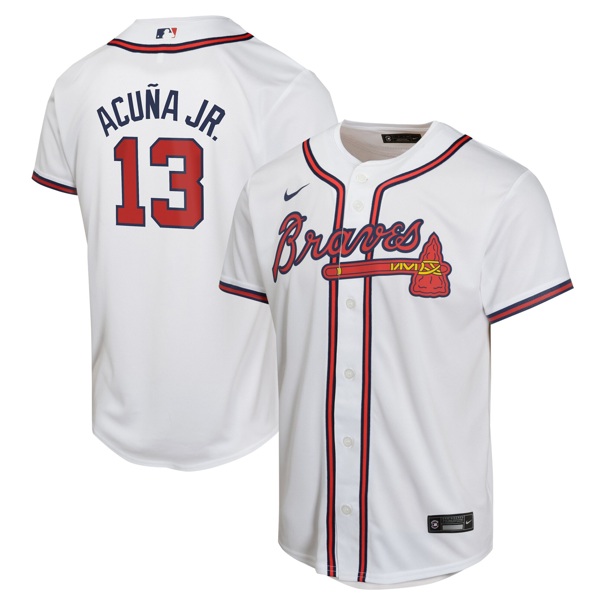 Ronald AcuÃƒÆ’Ã‚Â±a Jr. Atlanta Braves Youth Home Game Player Baseball Jersey - White