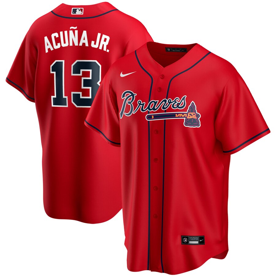 Ronald Acuna Jr. Atlanta Braves Alternate 2020 Replica Player Baseball Jersey ÃƒÂ¢Ã¢â€šÂ¬Ã¢â‚¬Å“ Red