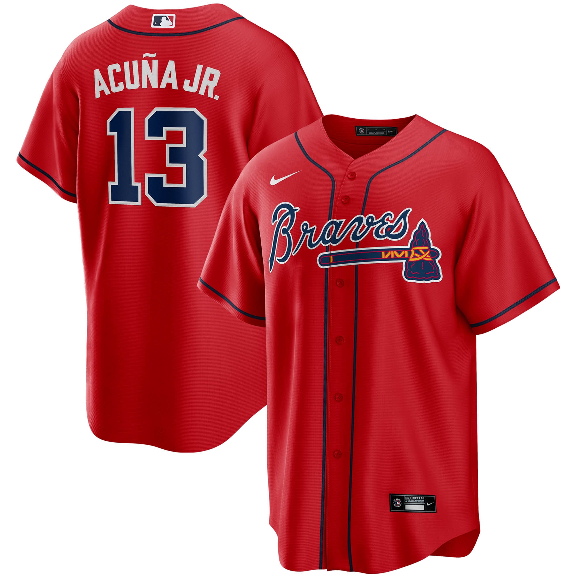 Ronald Acuna Jr. Atlanta Braves Alternate Replica Player Name Baseball Jersey - Red