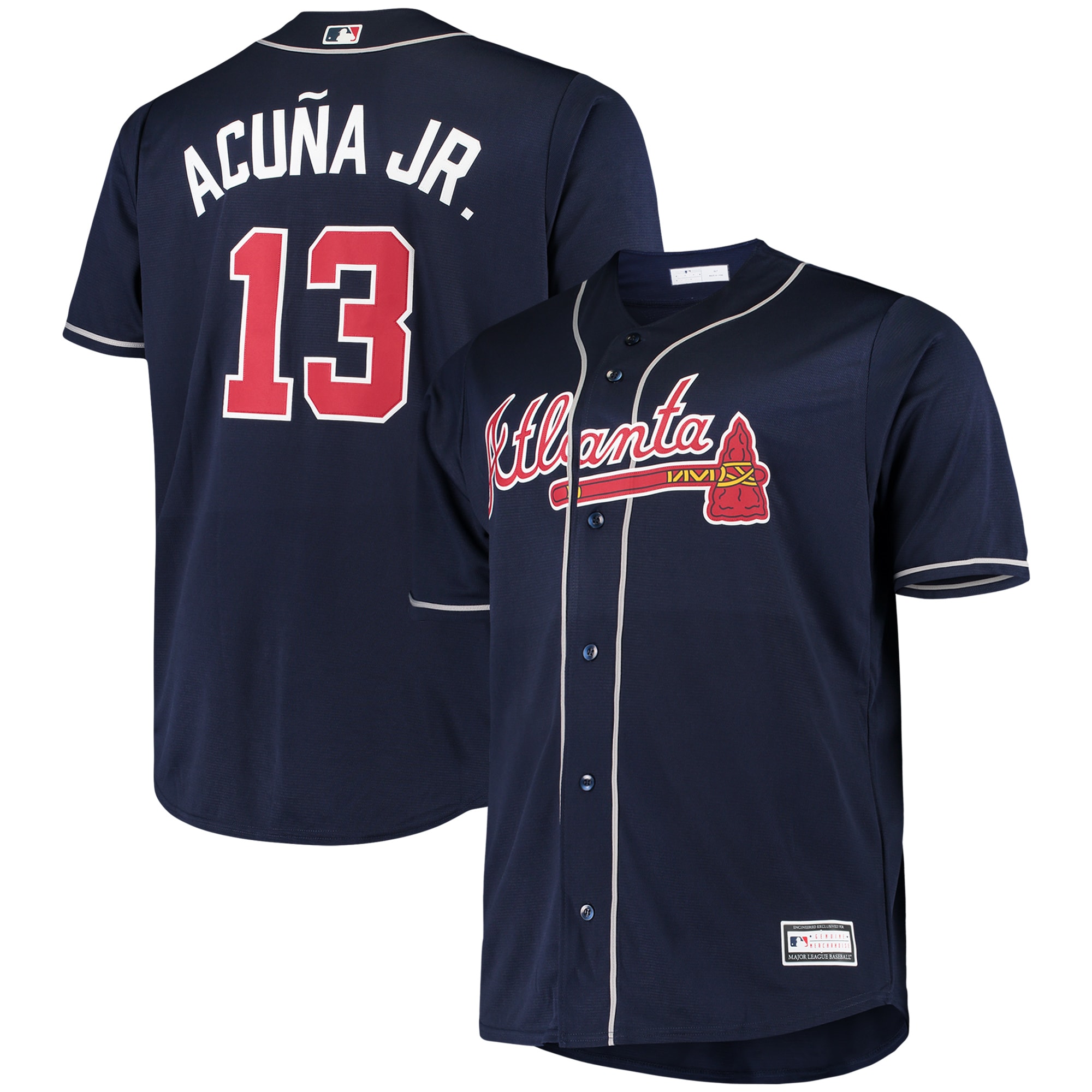 Ronald Acuna Jr. Atlanta Braves Big & Tall Replica Player Alternate Baseball Jersey – Navy