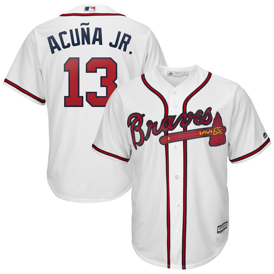 Ronald Acuna Jr. Atlanta Braves Majestic 2019 Home Official Cool Base Player Baseball Jersey - White