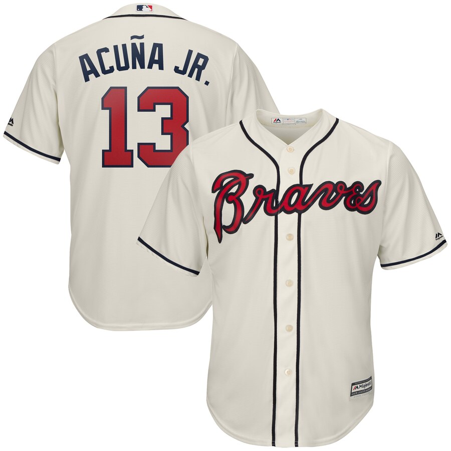 Ronald Acuna Jr. Atlanta Braves Majestic Alternate Cool Base Player Replica Baseball Jersey - Cream