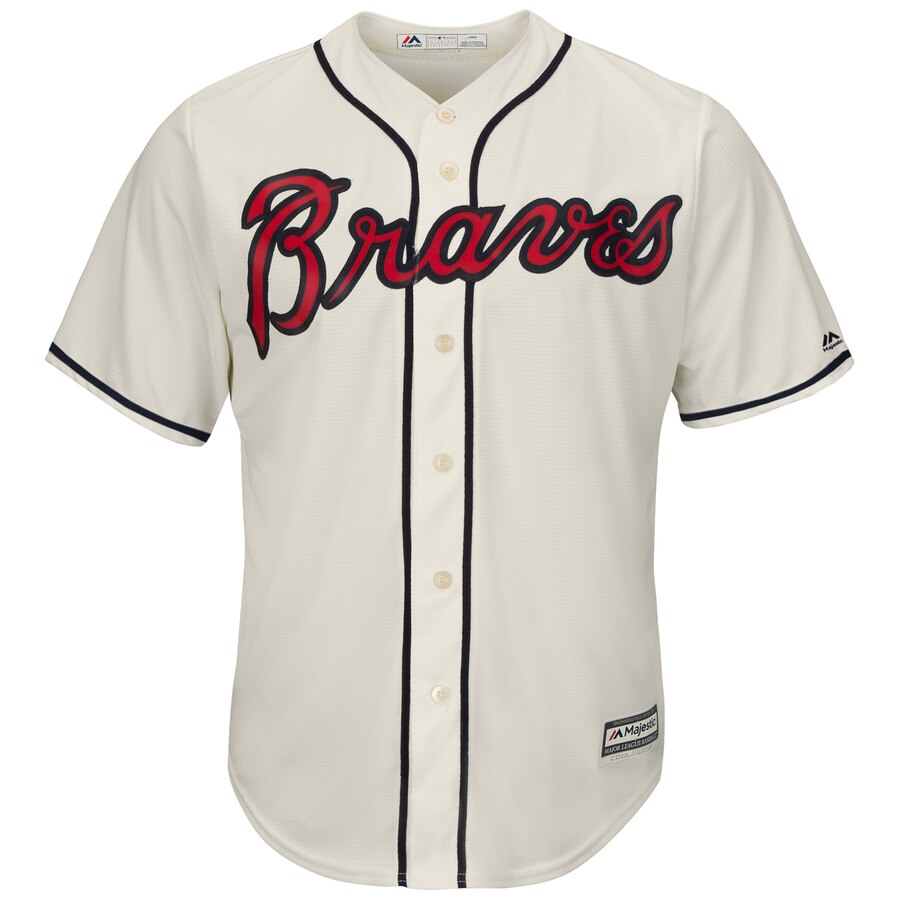 Alternative view of Ronald Acuna Jr. Atlanta Braves Majestic Alternate Cool Base Player Replica Baseball Jersey - Cream