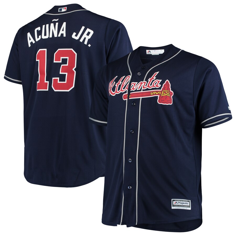 Ronald Acuna Jr. Atlanta Braves Majestic Big Tall Alternate Cool Base Player Baseball Jersey - Navy