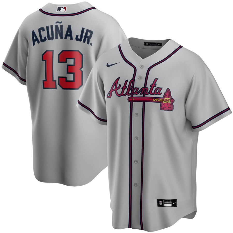 Ronald Acuna Jr. Atlanta Braves Road 2020 Replica Player Baseball Jersey ÃƒÂ¢Ã¢â€šÂ¬Ã¢â‚¬Å“ Gray