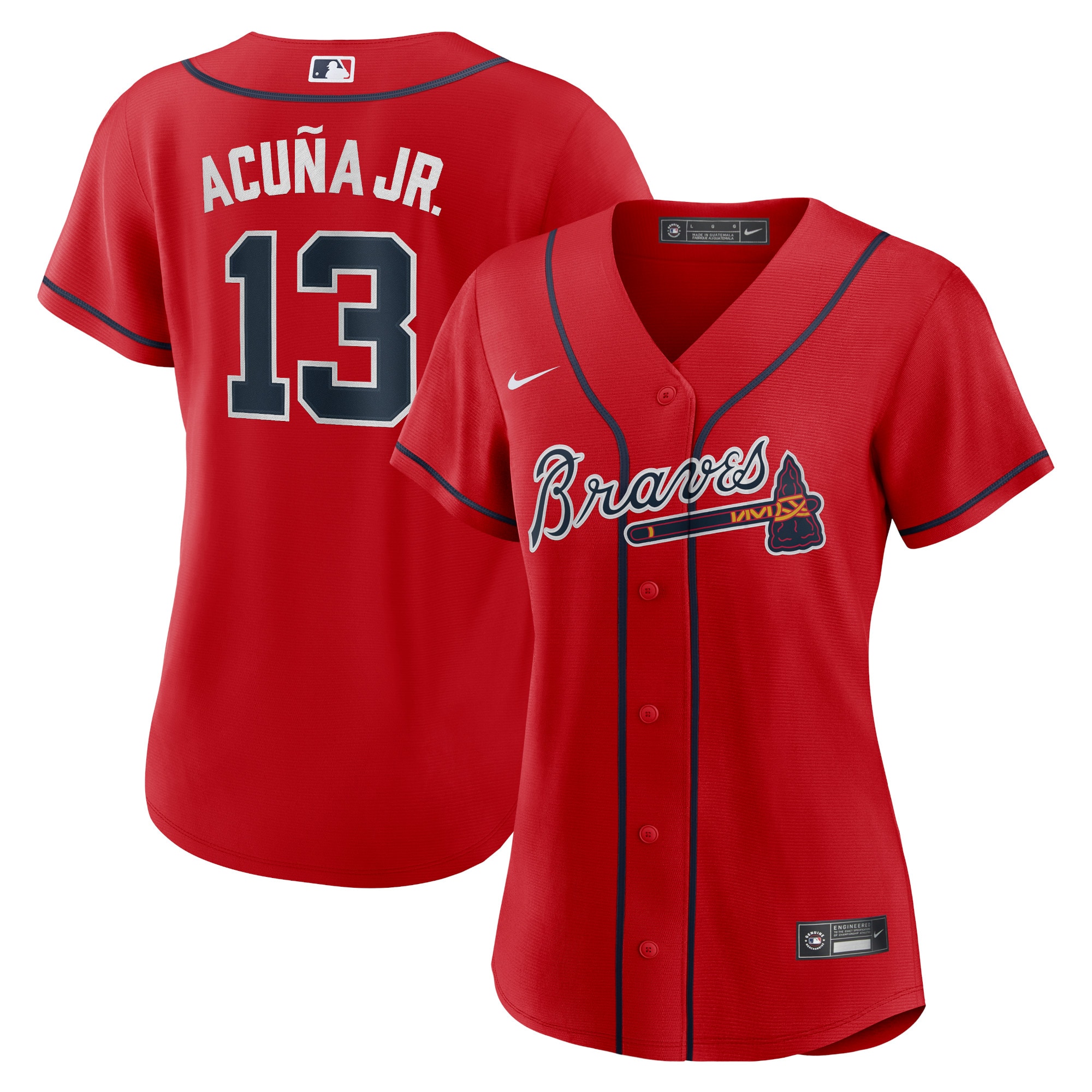 Ronald Acuna Jr. Atlanta Braves Women's Alternate Replica Player Baseball Jersey - Red