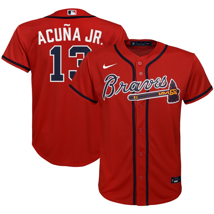 Ronald Acuna Jr. Atlanta Braves Youth Alternate 2020 Replica Player Baseball Jersey - Red