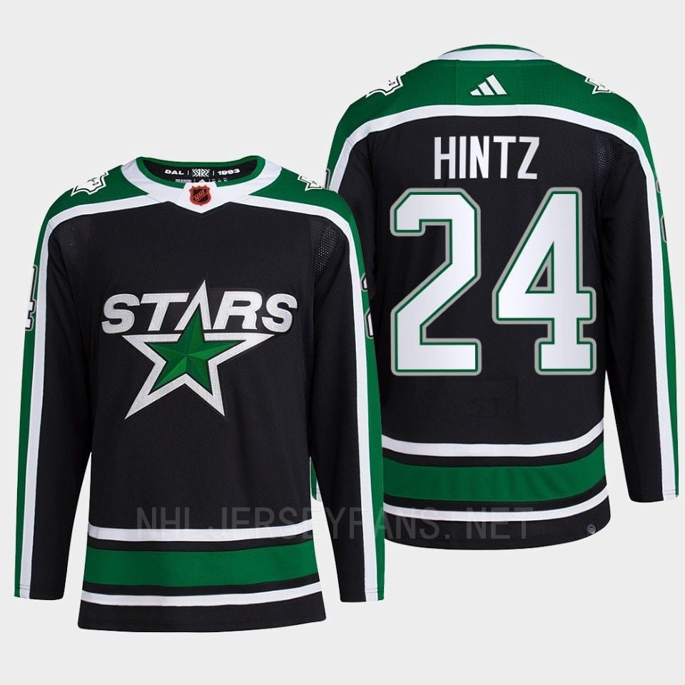 Roope Hintz 24 Reverse Retro 2.0 2022 Dallas Stars Black Hockey Jersey Pro Primegreen - JS639 