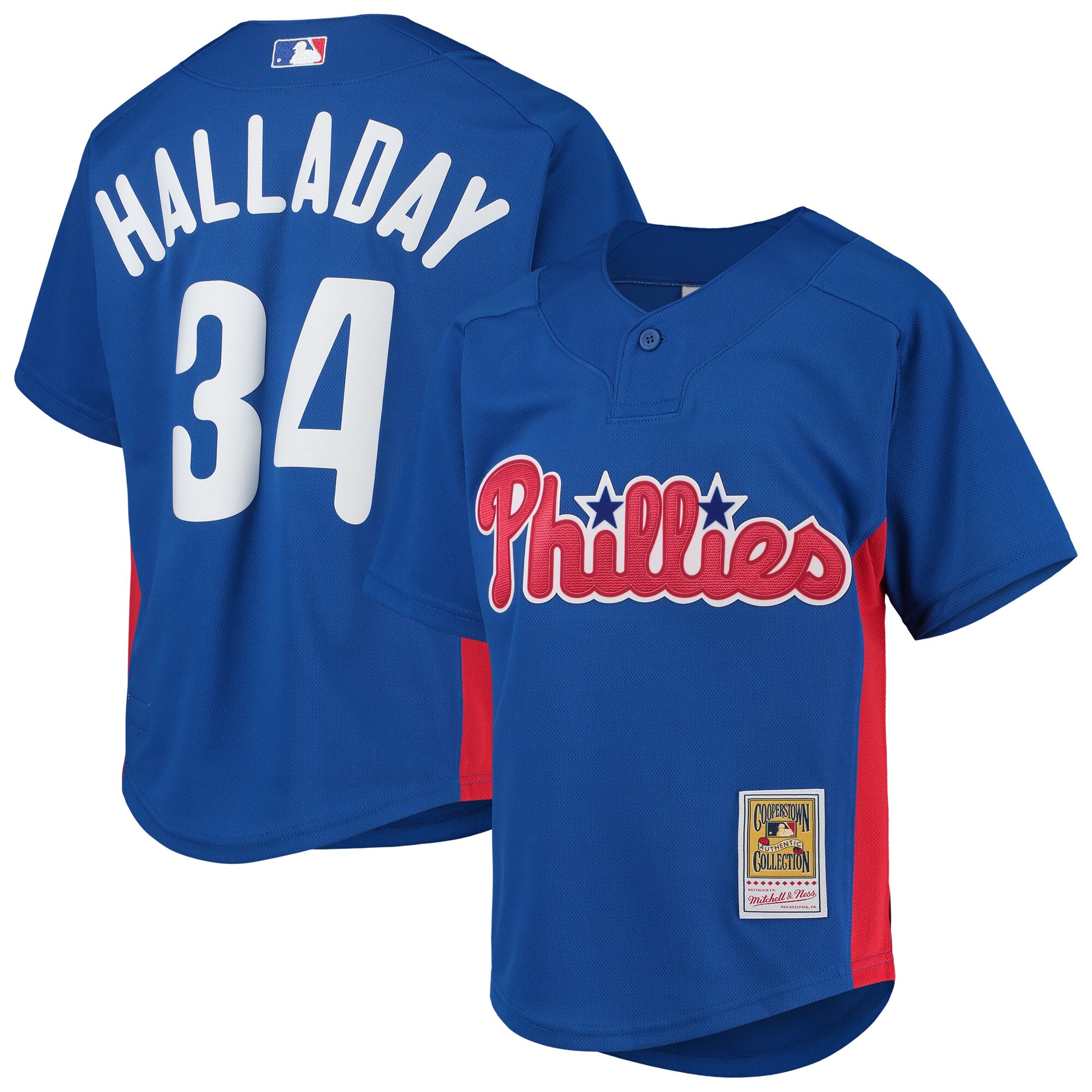 Roy Halladay Philadelphia Phillies Mitchell & Ness Youth Cooperstown Collection Mesh Batting Practice Baseball Jersey - Royal