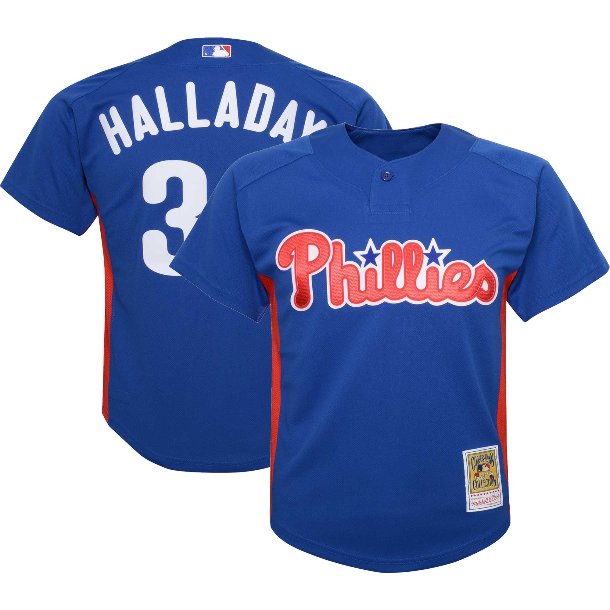 Roy Halladay Philadelphia Phillies Mitchell & Ness Youth Cooperstown CollectionÃƒâ€šÃ‚Â mesh Batting Practice Baseball Jersey - Royal