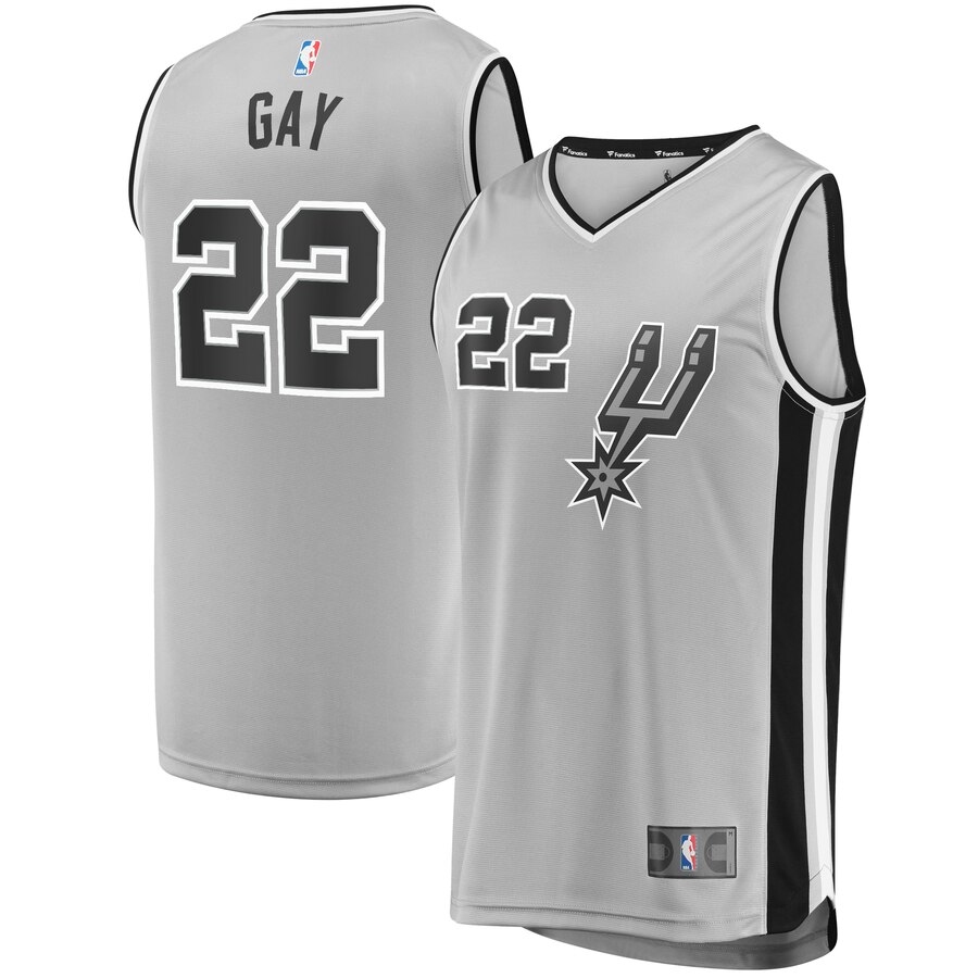 Rudy Gay San Antonio Spurs Fanatics Branded Fast Break Replica Player Basketball Jersey – Statement Edition – Silver