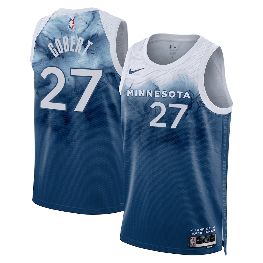 Rudy Gobert 27 Minnesota Timberwolves 2023/24 City Edition Swingman Basketball Jersey - Blue - JS187 
