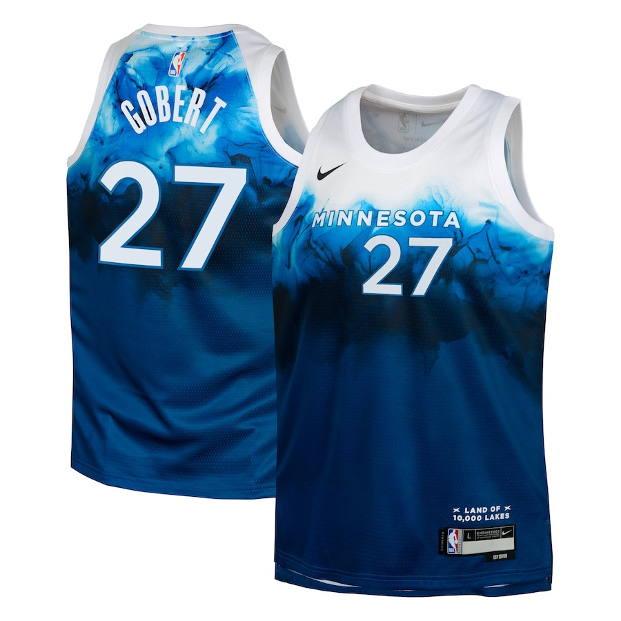 Rudy Gobert 27 Minnesota Timberwolves 2023/24 City Edition Swingman YOUTH Basketball Jersey - Blue - JS298 
