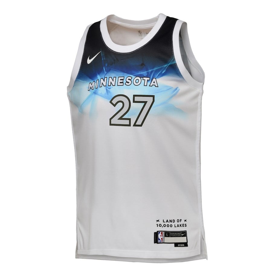 Alternative view of Rudy Gobert 27 Minnesota Timberwolves 2024/25 Swingman Player YOUTH Basketball Jersey - City Edition - White - JS555 