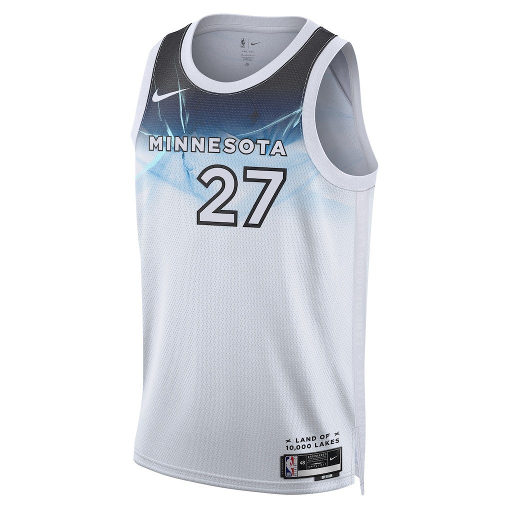 Alternative view of Rudy Gobert 27 Minnesota Timberwolves Unisex 2024/25 Swingman Player Basketball Jersey - City Edition - White - JS517 