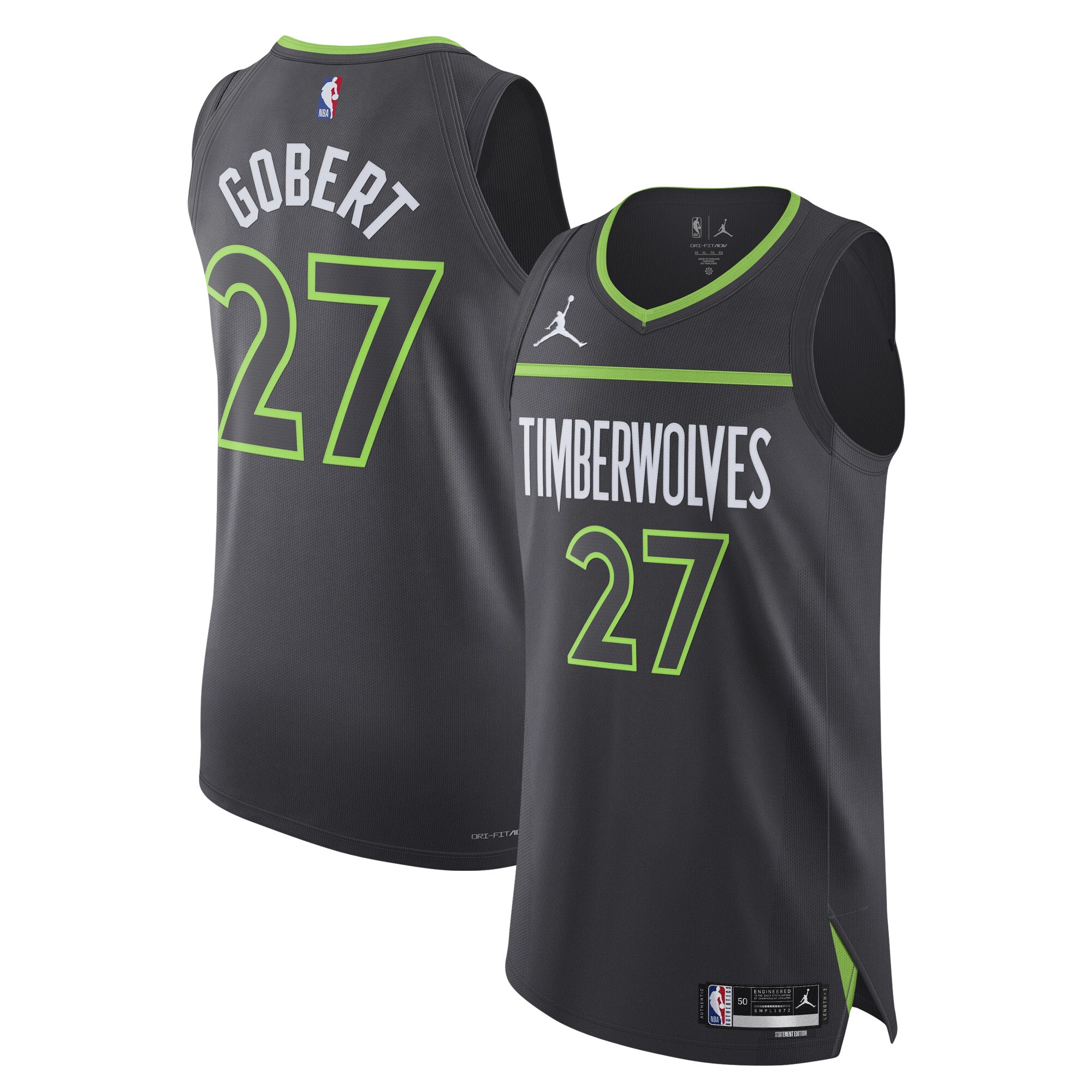 Rudy Gobert Minnesota Timberwolves Jordan Brand Authentic Player Basketball Jersey - Statement Edition - Anthracite