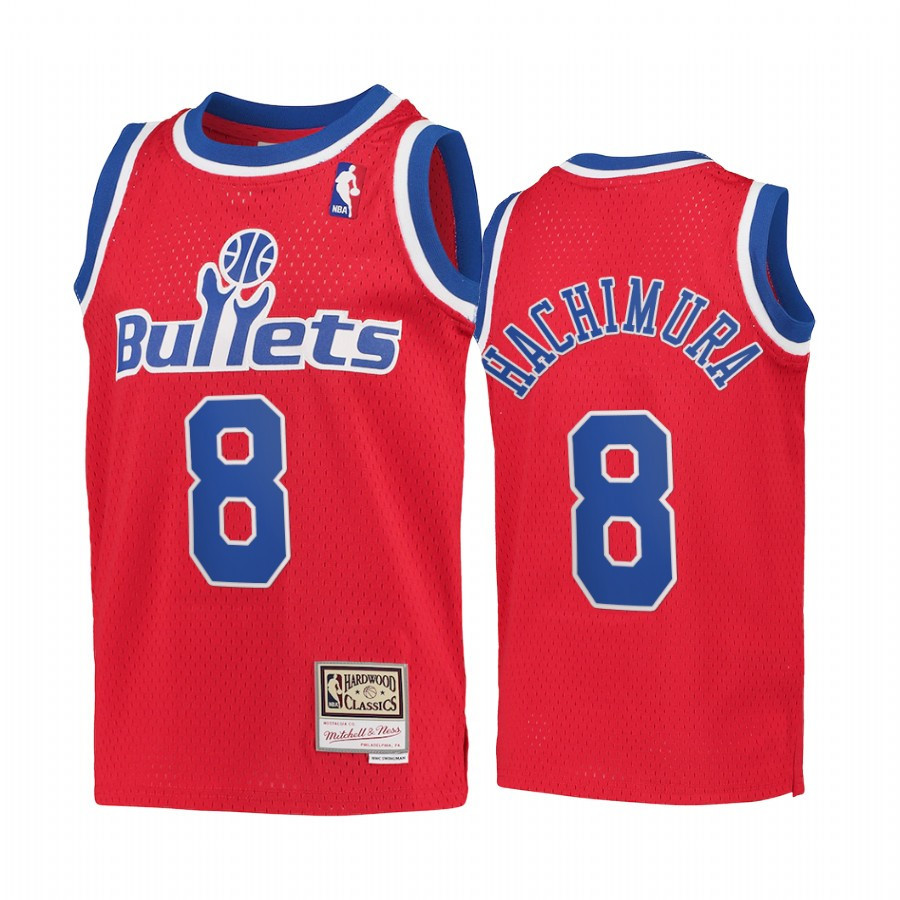 Rui Hachimura 8 Washington Wizards Kids Red Hardwood Classics Youth Basketball Jersey - JS595