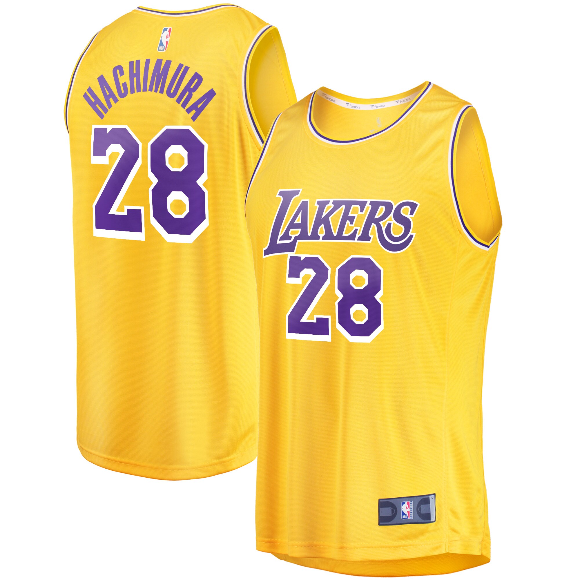 Rui Hachimura Los Angeles Lakers Fanatics Fast Break Player Basketball Jersey - Icon Edition - Gold