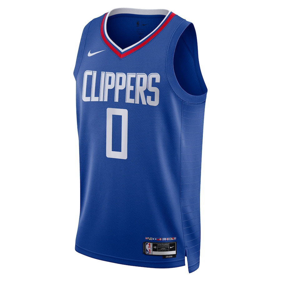 Alternative view of Russell Westbrook 0 Los Angeles Clippers Unisex Swingman Basketball Jersey - Icon Edition - Blue - JS822 