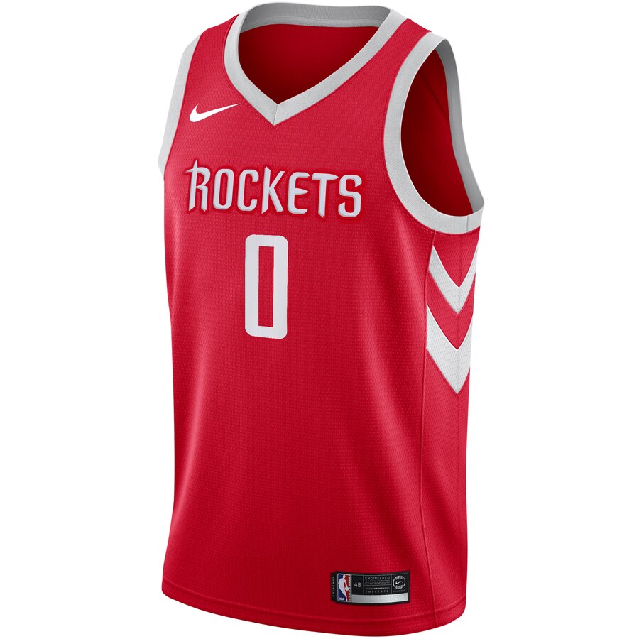 Alternative view of Russell Westbrook Houston Rockets 2018-19 Swingman Basketball Jersey Red - Icon Edition