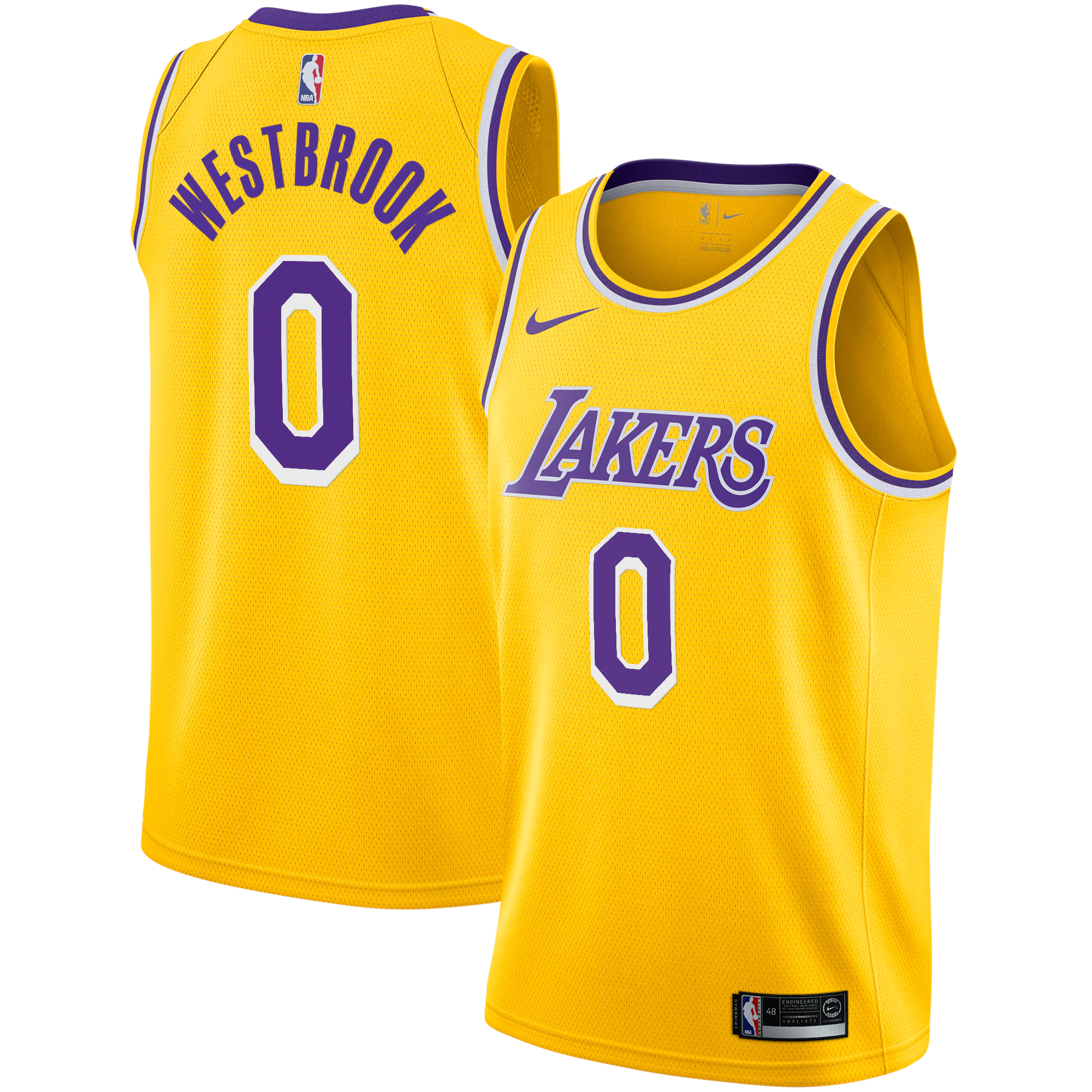 Russell Westbrook Los Angeles Lakers 2020/21 Swingman Player Basketball Jersey Gold – Icon Edition